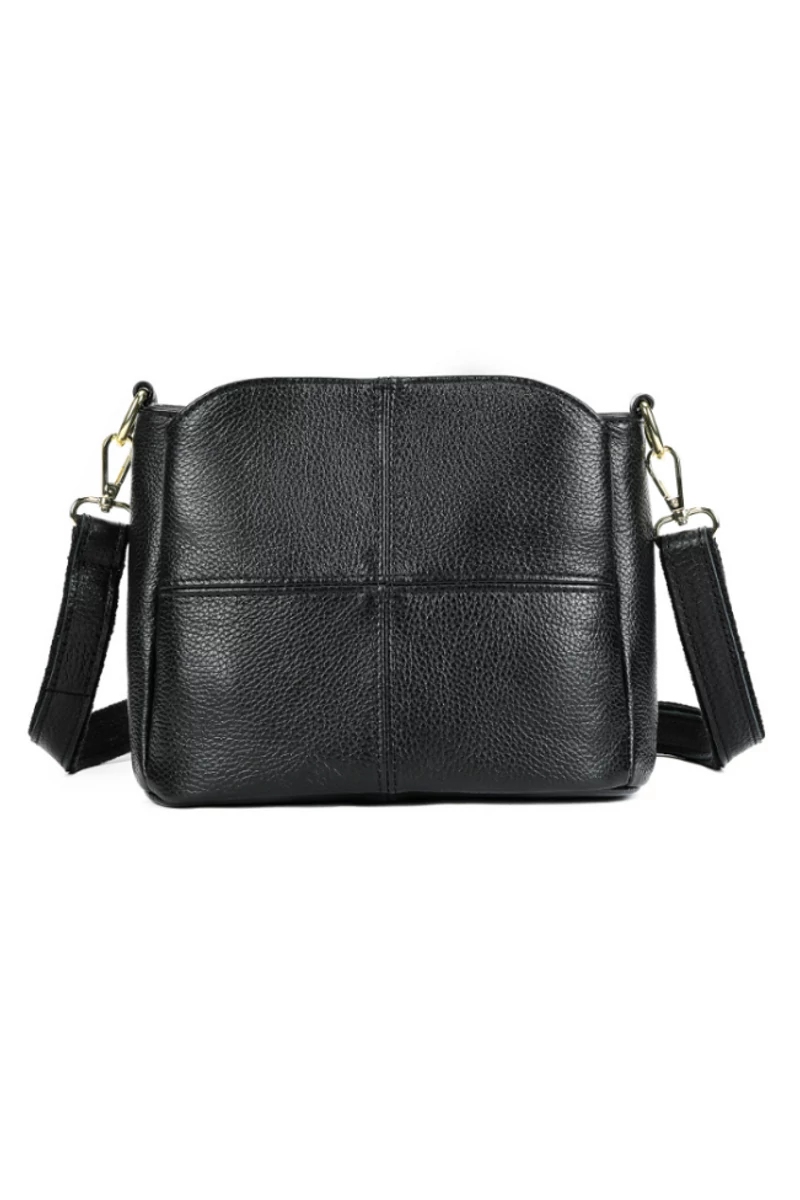 Fekete valódi bőr Crossbody táska (18x24x13cm)