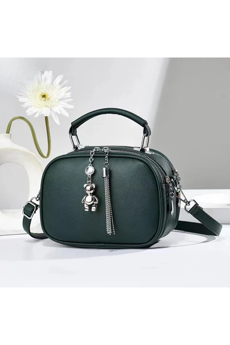 Zöld műbőr Crossbody táska mérete 14*20*10cm