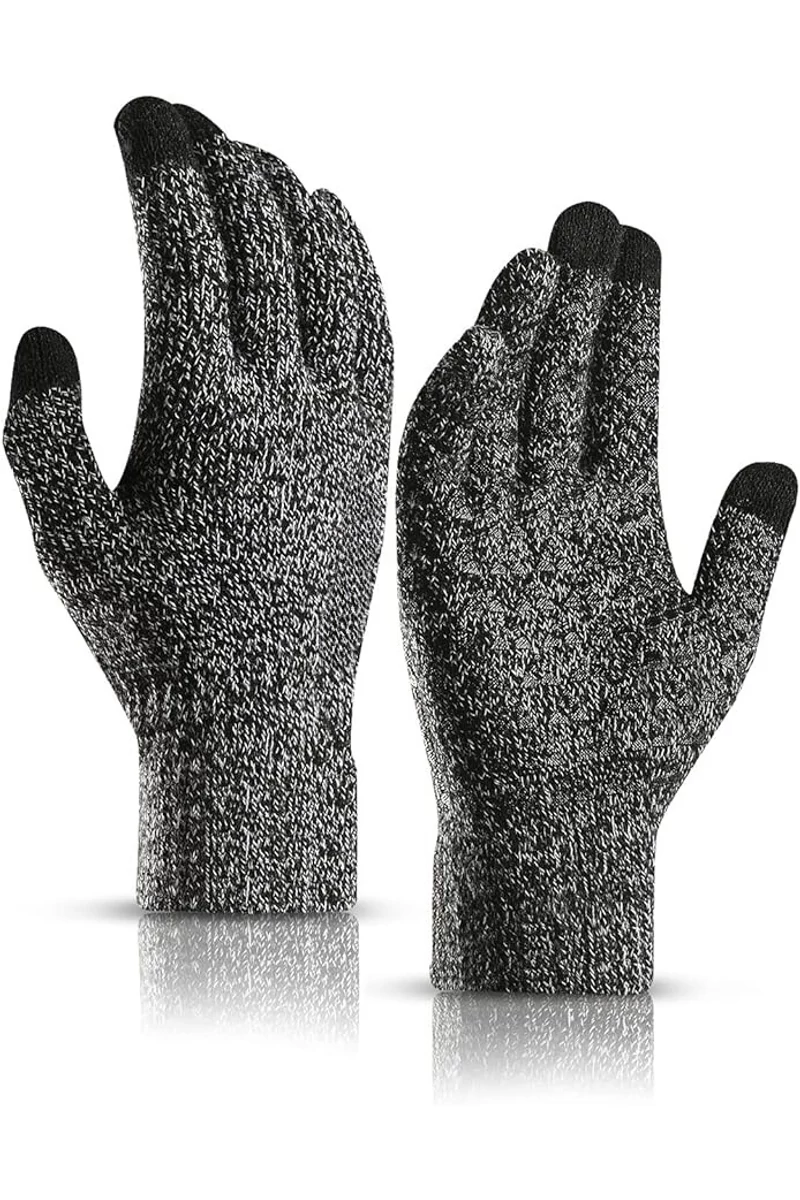 Fekete/Fehér Unisex Horgolt Kesztyű XL-es Méret