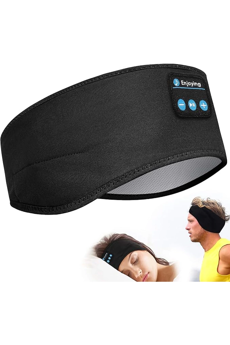 Unisex Fekete Fejhallgató Fejpánt Bluetooth és USB Kábel Csatlakozással