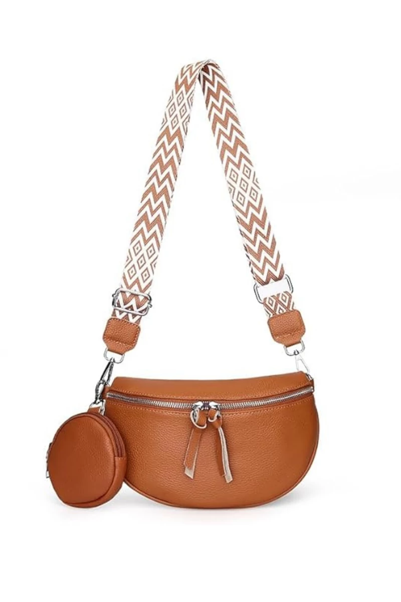  Crossbody Táska Valódi bőrböl kivehető pénztárcával Sokoldalú Bonluo Barna 26*15*cm
