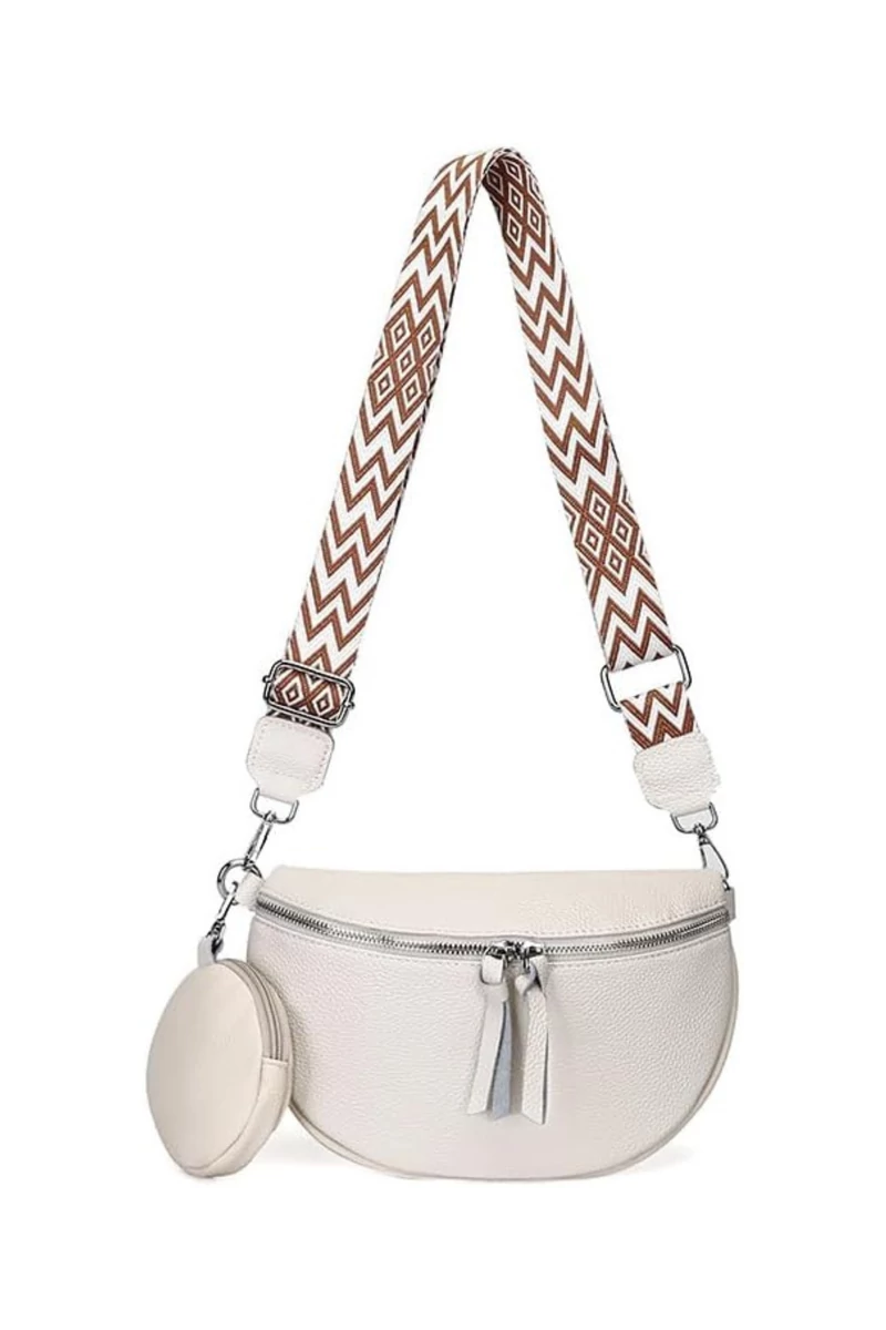  Crossbody Táska Valódi bőrböl kivehető pénztárcával Sokoldalú Bonluo Fehér 26*15*cm