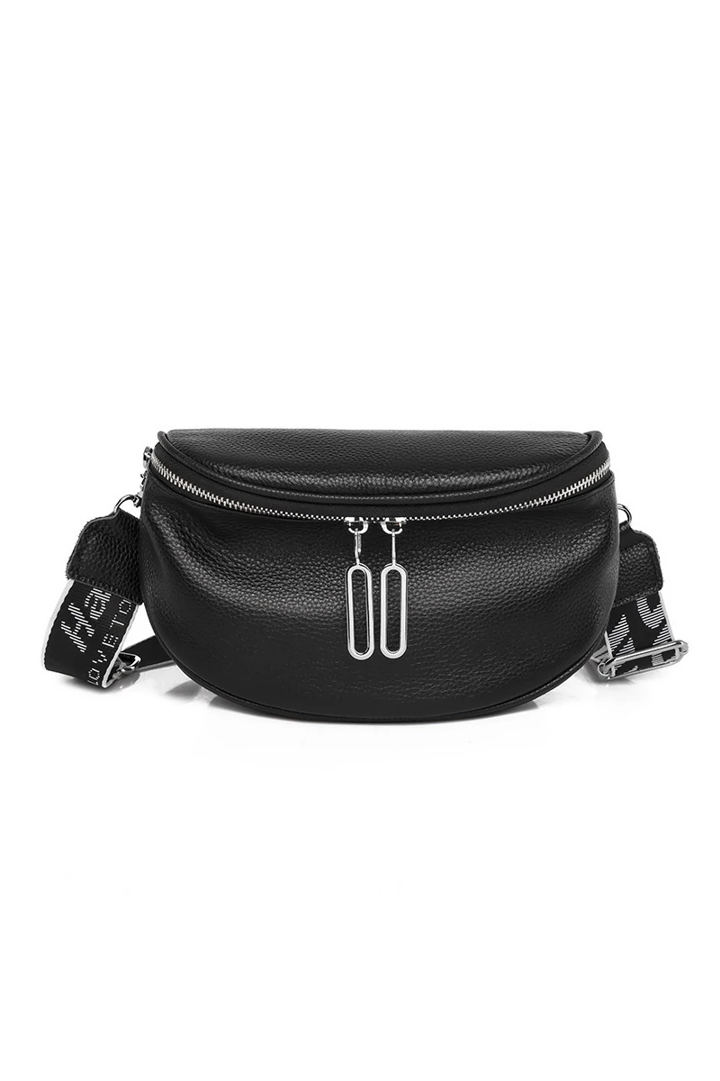 Crossbody táska Valódi bőrböl Bonluo Fekete 22*15*9cm