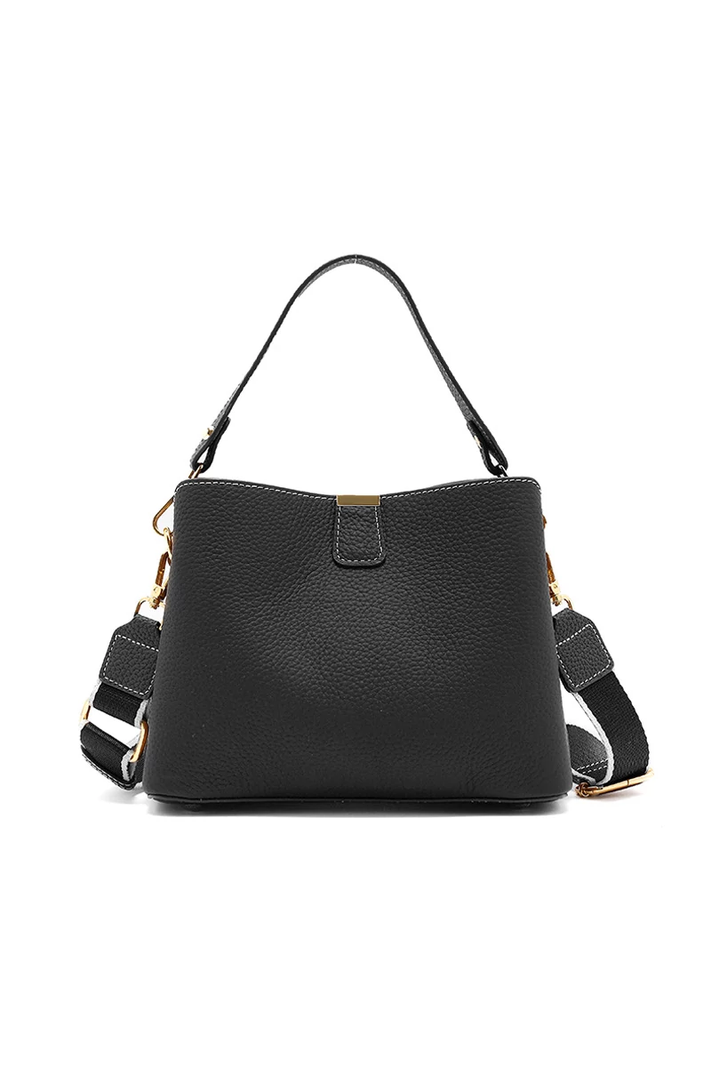 Válltáska/Crossbody táska 2az1-ben, Valódi Bőrből, Kompakt, Elegáns, Bonluo, Fekete 18×25×11cm