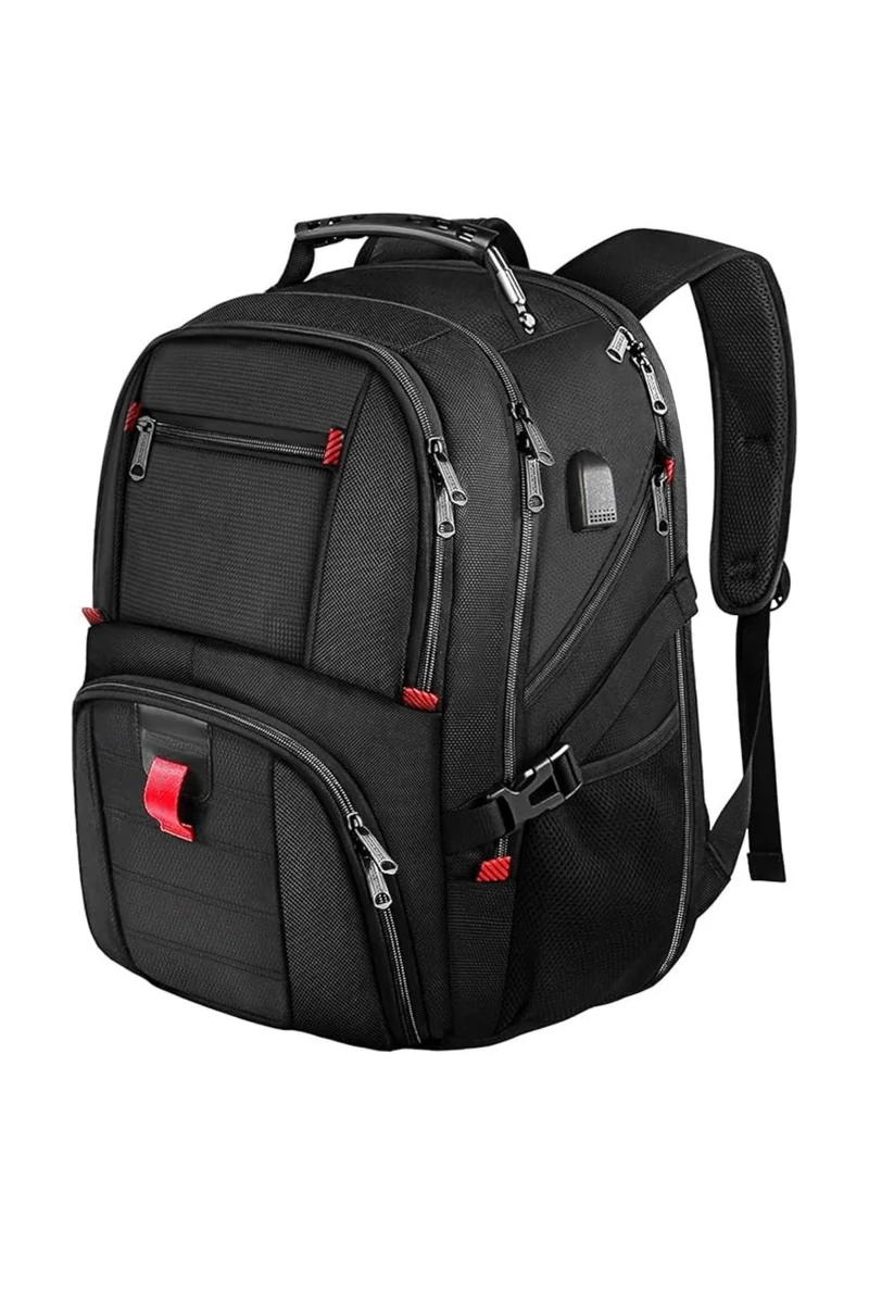 Multifunkciós Hátizsák USB-porttal, Vízálló, Laptoprekesszel Sok Zsebbel Fekete 52×38×24cm