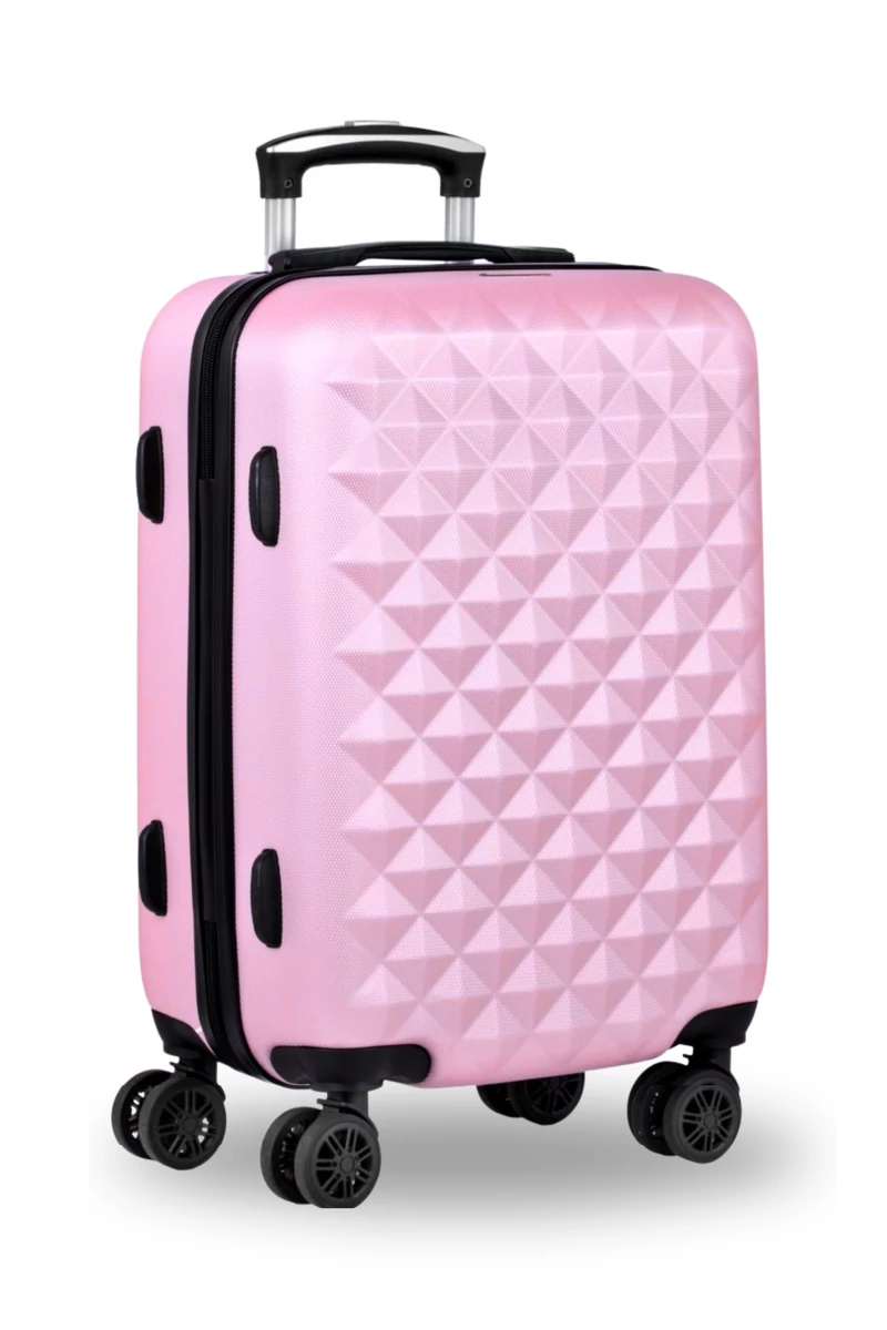 Kabinbőrönd Keményfalú Kézipoggyász Wizz Air Méretben Bonluo Világos Rózsaszín 55*35*22cm Levehető kerekekkel 