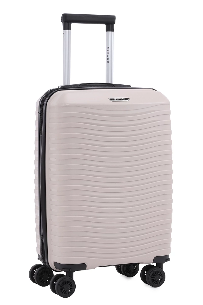 Kabinbőrönd Wizzair, Keményfalú Polipropilén Anyagból, Levehető Kerekekkel, Bonluo, Pezsgő színben, 55×35×22cm 