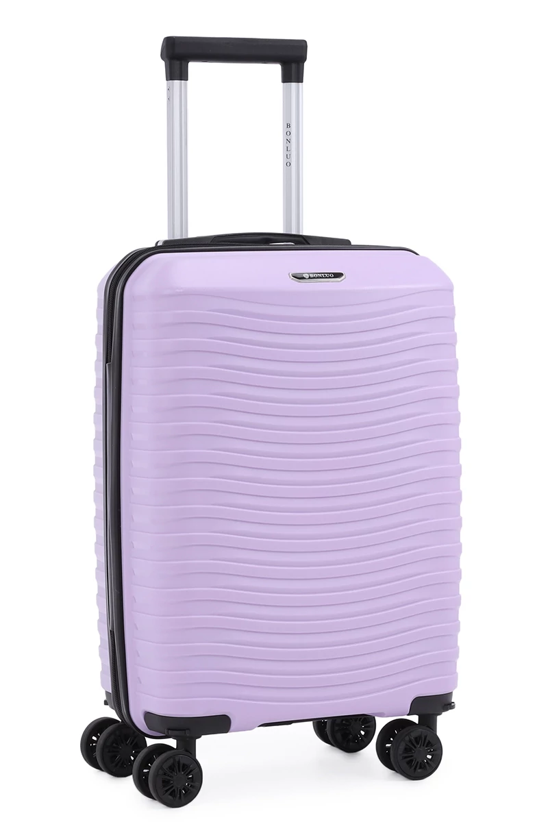 Kabinbőrönd Wizzair, Keményfalú Polipropilén Anyagból, Levehető Kerekekkel, Bonluo, Lila, 55×35×22cm 
