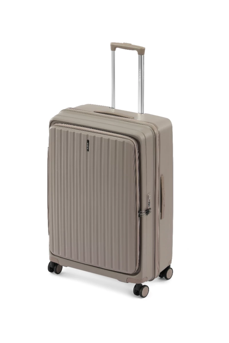 Nagy Méretű Bőrönd Tartós Polipropilénből (PP), Bővíthető Tárolóhellyel TSA Számzárral, Pezsgő színű 75×48×32cm
