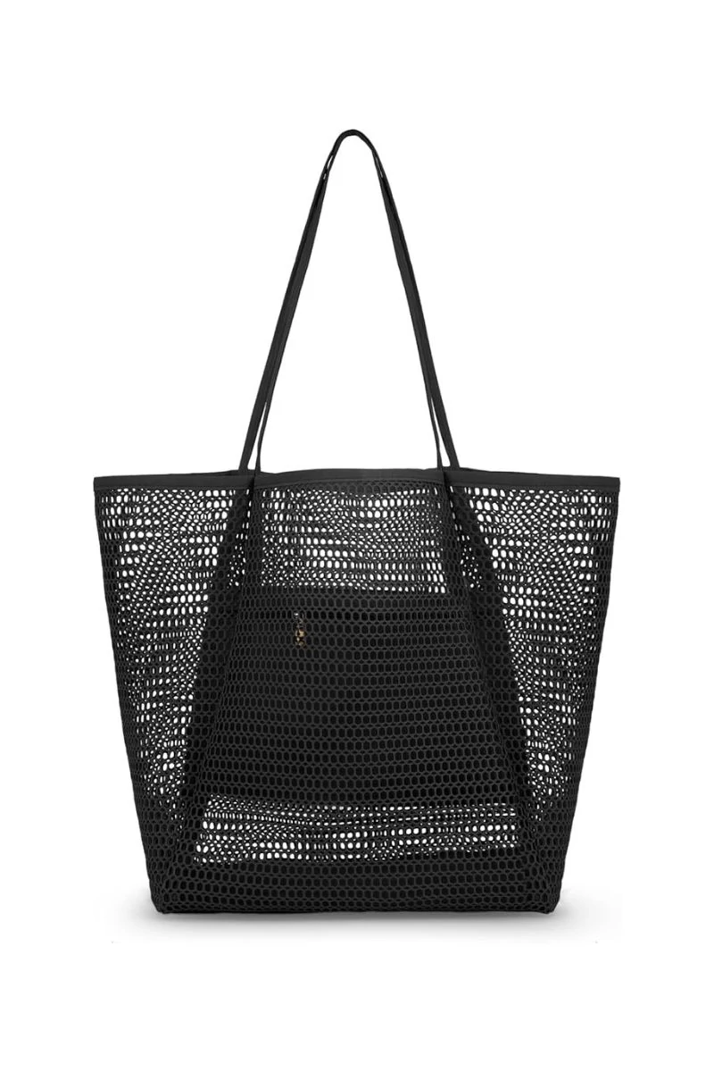 Hálós Strandtáska Oxford szövetből, összecsukható könnyű, nagy kapacitású Fekete 37*35*14cm Bonluo