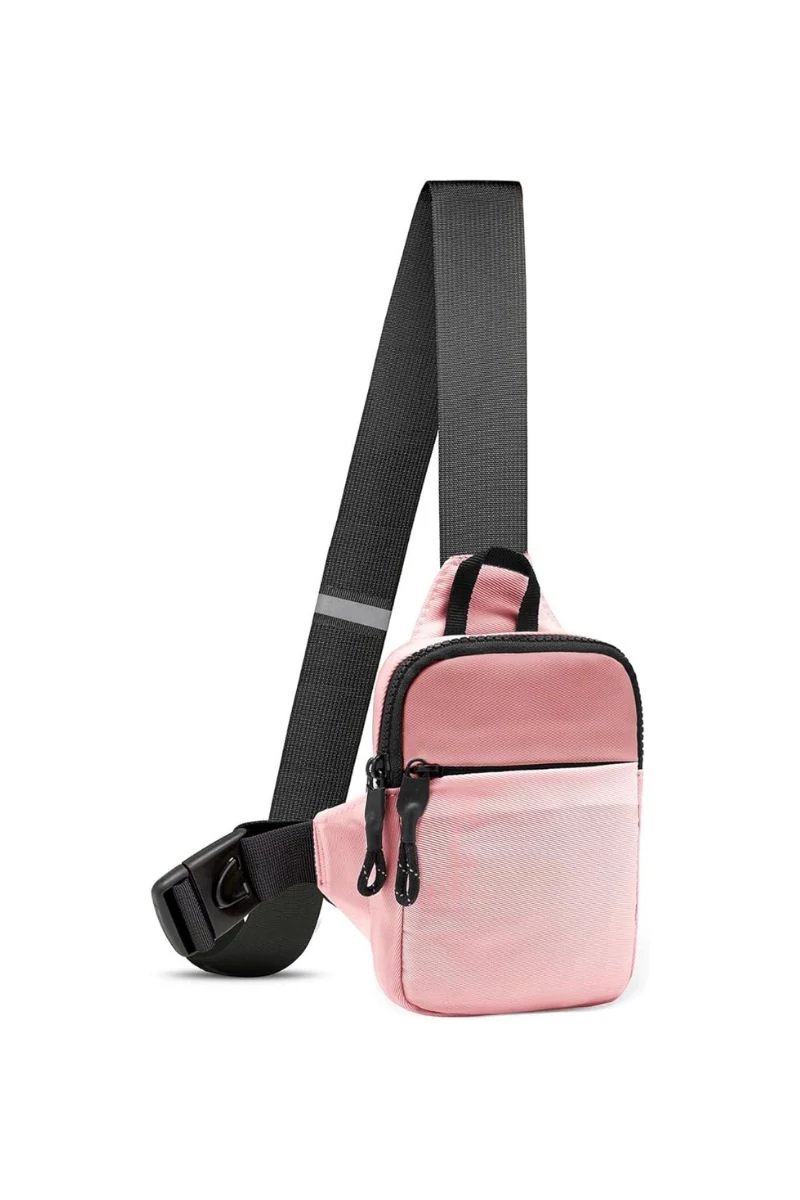 Mini Crossbody Táska állítható pánttal, ideális sportoláshoz poliészterből Unisex Bonluo Világos Rózsaszín 19*13*3cm
