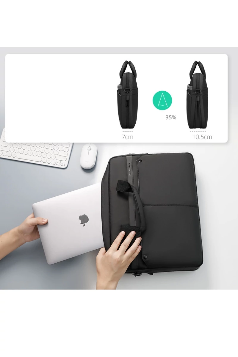 Laptop Táska Mark Ryden 15.6” laptophoz, Vízálló, Oxford Anyagból, Bőröndhöz rögzíthető, Fekete 41,5×30,5×7cm