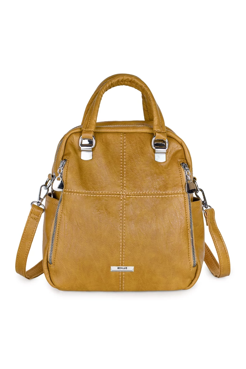 Barna Női Műbőr Hátizsák/Crossbody Táska (26x24x12cm)