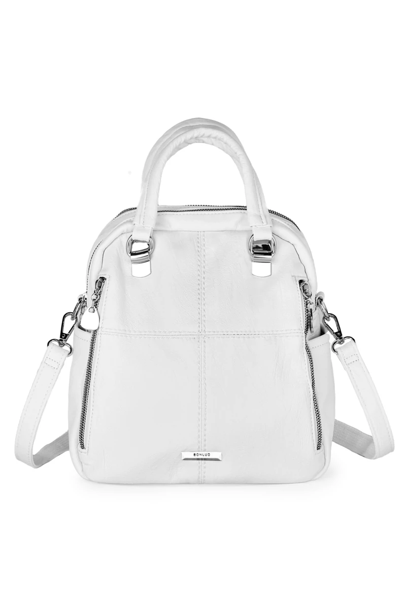 Fehér Női Műbőr Hátizsák/Crossbody Táska (26x24x12cm)