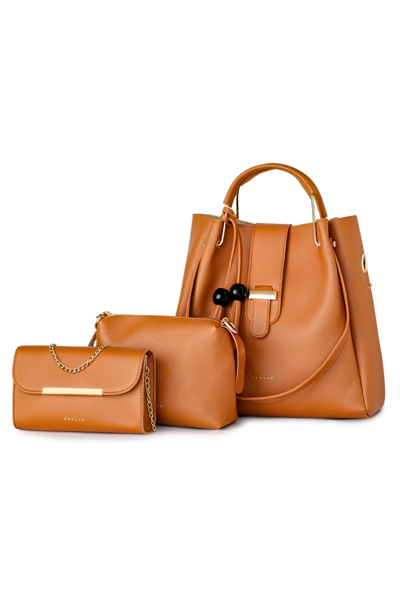  Válltáska Szett Crossbody Táskával és Pénztárcával Bonluo Barna(3 db)