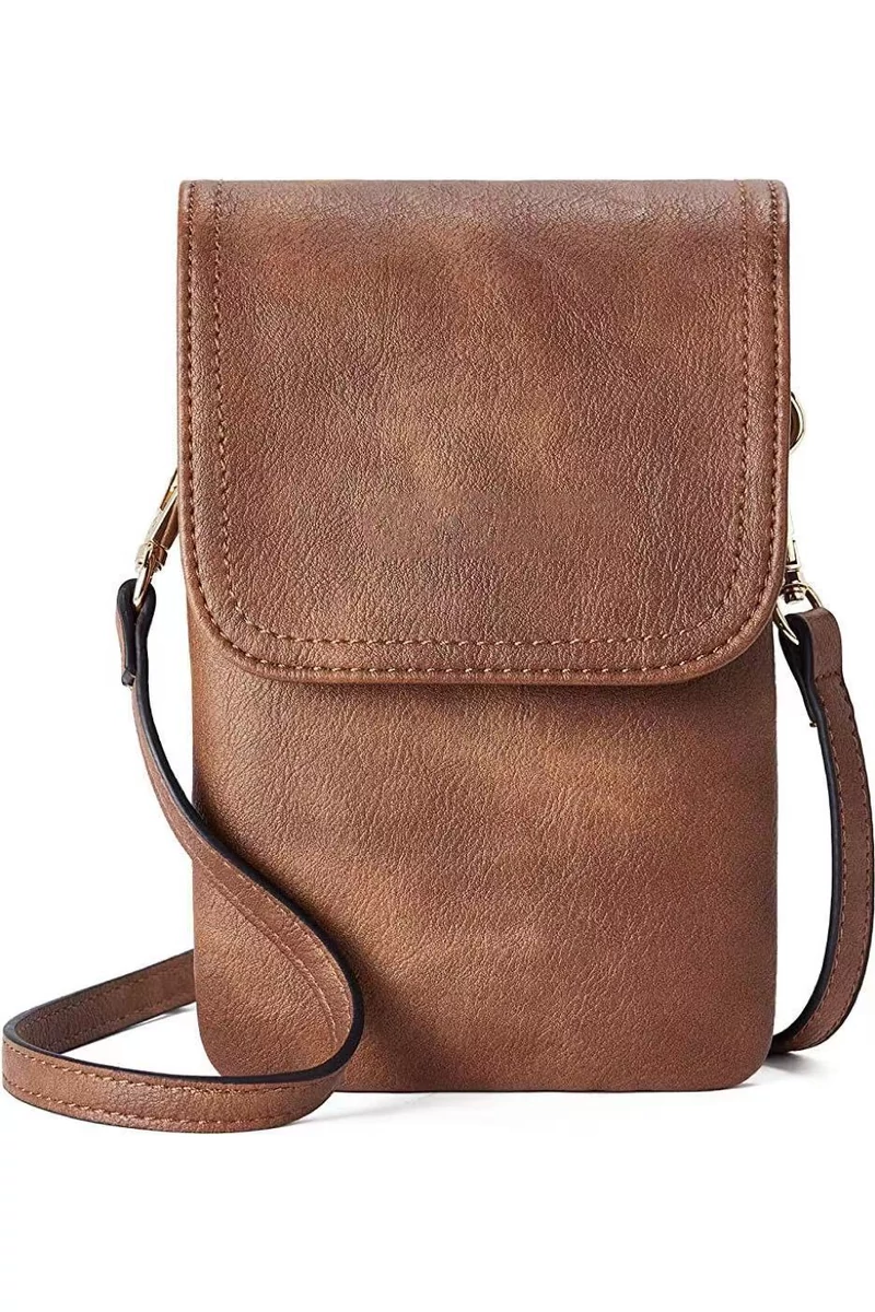 Crossbody Táska, PU bőrből, Több Zsebbel, Állítható Pánttal, Bonluo Sötét Barna 20×13×3cm