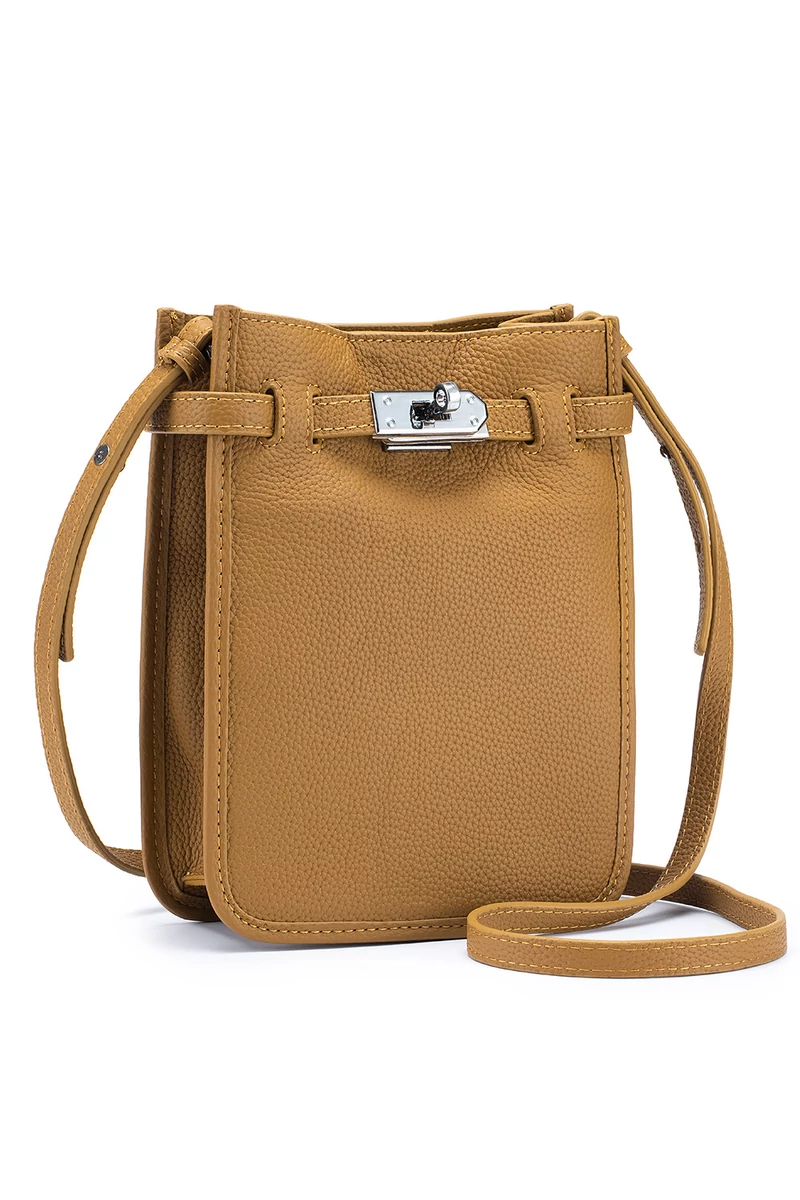 Crossbody Táska Valódi Bőrből, Praktikus Kialakítással és Állítható Pánttal, Bonluo Barna 22×17,5×7cm