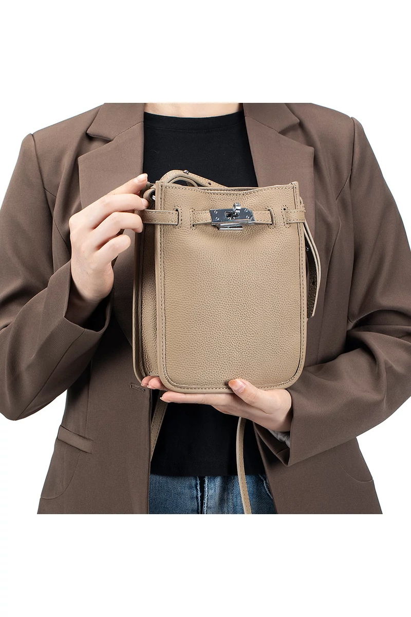 Crossbody Táska Valódi Bőrből, Praktikus Kialakítással és Állítható Pánttal, Bonluo Kaki 22×17,5×7cm