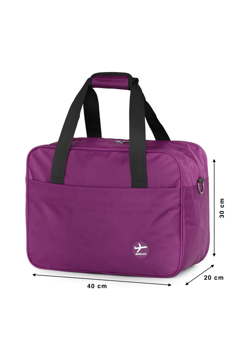 Sötétlila vízálló utazótáska bőröndhöz rögzíthető ingyenesen felvihető Wizz Air méretben (40x30x20cm)