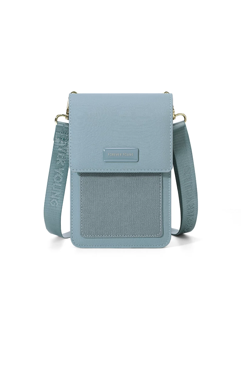 Crossbody Mini Táska Multifunkciós, PU Anyagból, Elegáns Dizájnnal, Bonluo Világoskék 19×12,5× 6cm