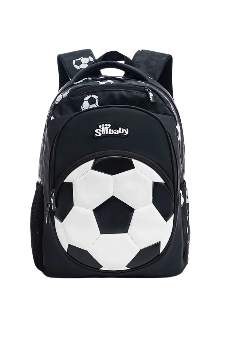 Ergonomikus Hátizsák Gyerekeknek, Futball Dizájnnal, Oxford Szövetből, Bonluo, Fekete-Fehér 40×29×19cm