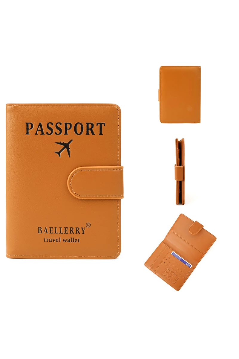 Útlevéltartó PU bőrbő, RFID Védelemmel és Patentos Zárással, Bonluo, Barna 15×11×2cm