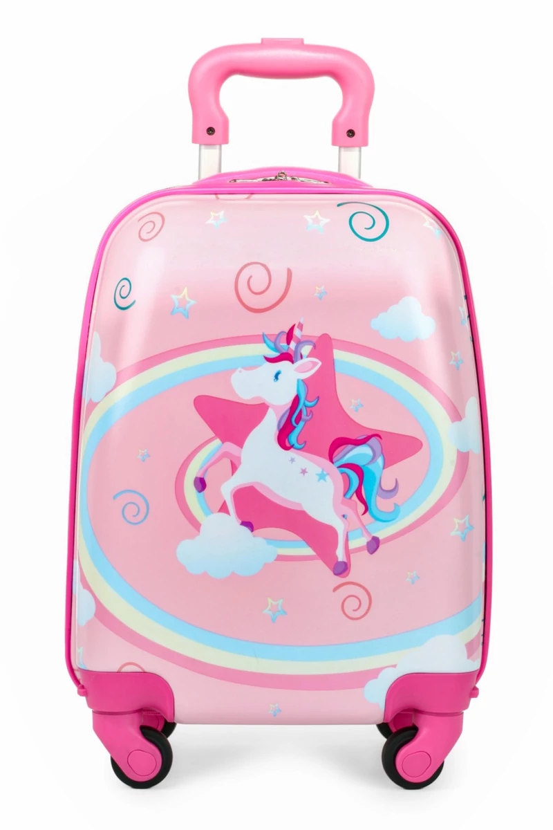 Gyerek Bőrönd Wizz-Air ingyenes kabin méret 40x30x20cm, levehető kerekek rózsaszín
