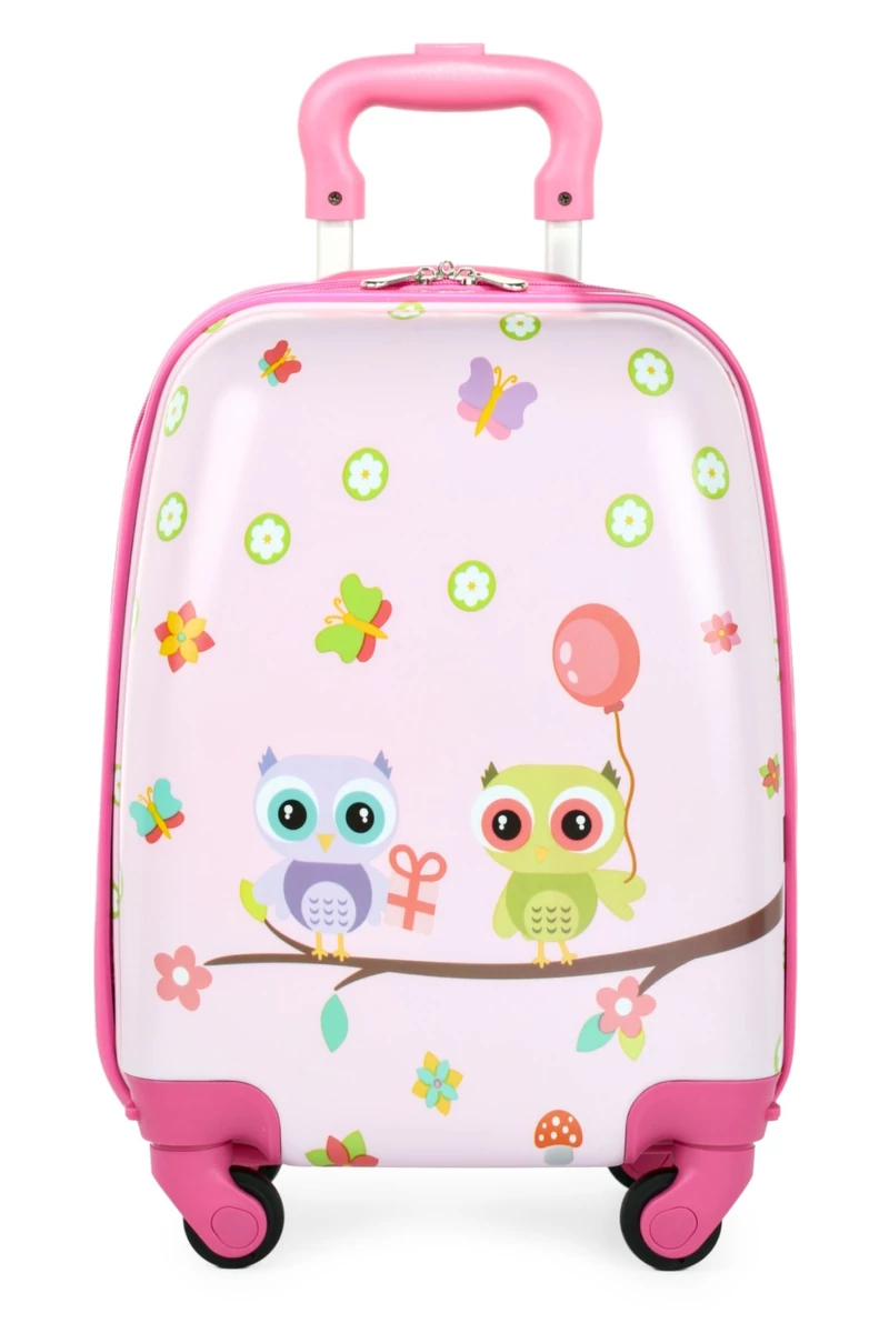 Gyerek Bőrönd Wizz-Air ingyenes kabin méret 40x30x20cm, levehető kerekek bagoly mintás