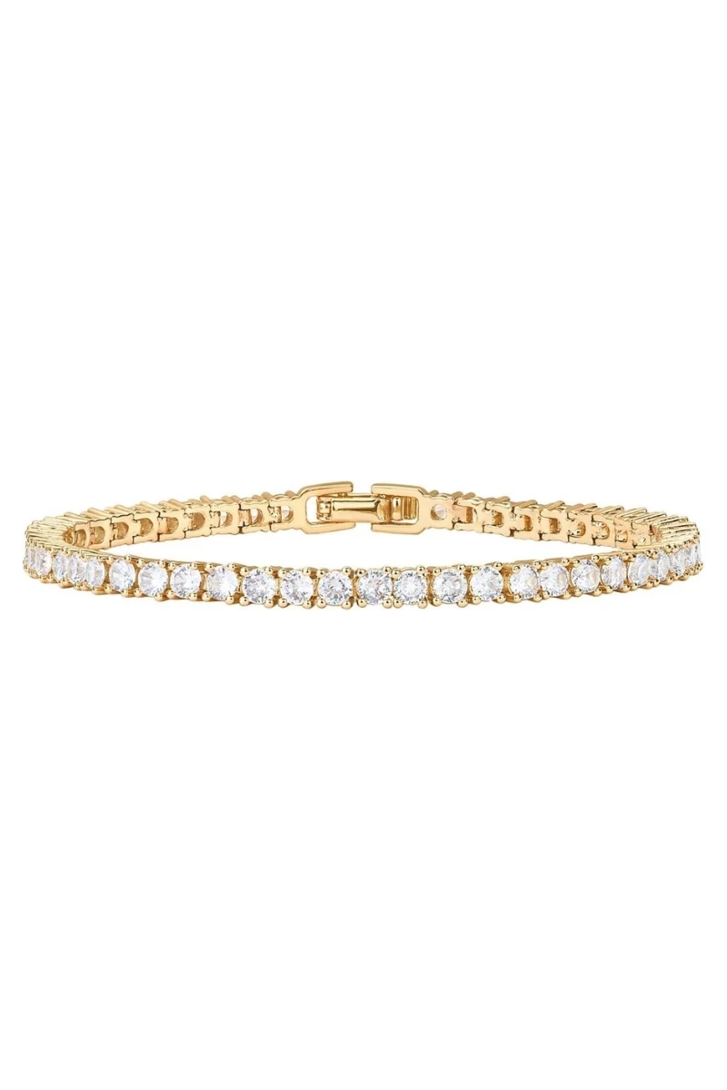 Elegáns 18K aranyozott AAAAA cirkónia 3 mm-es elegáns tenisz arany karkötő
