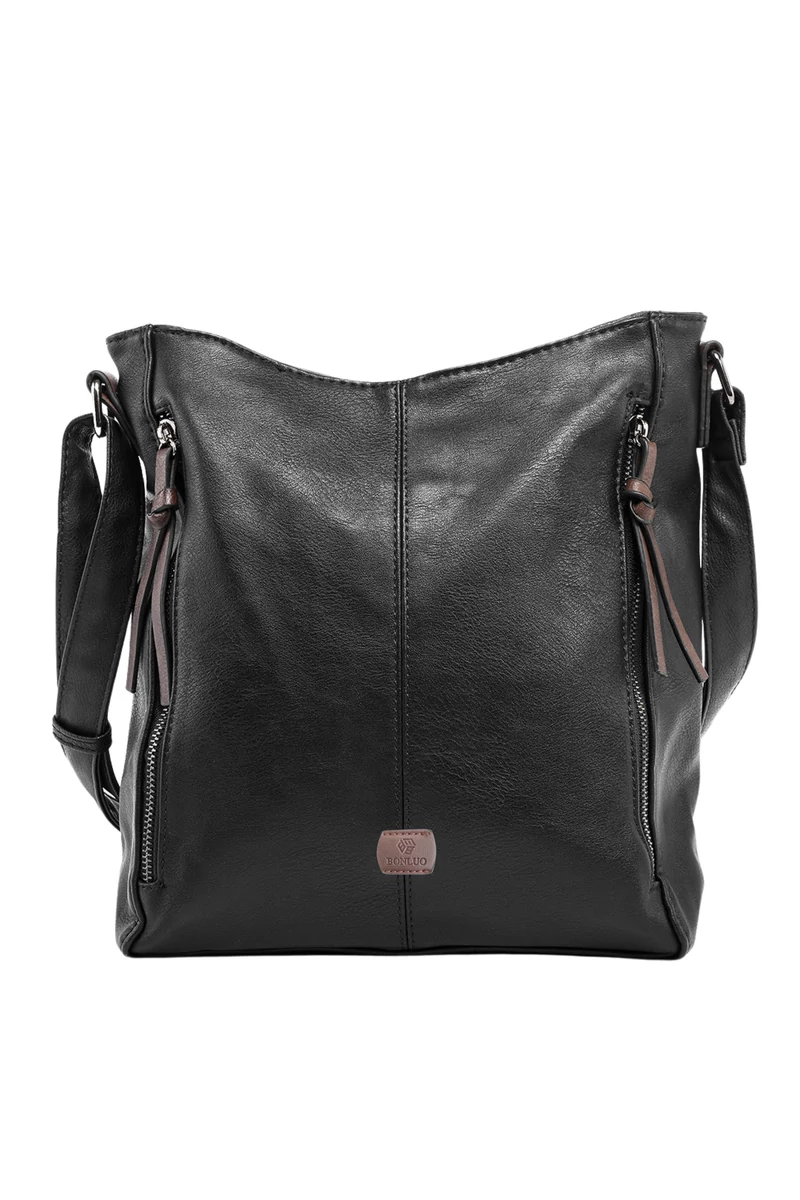 Fekete műbőr Crossbody táska nőknek Bonluo