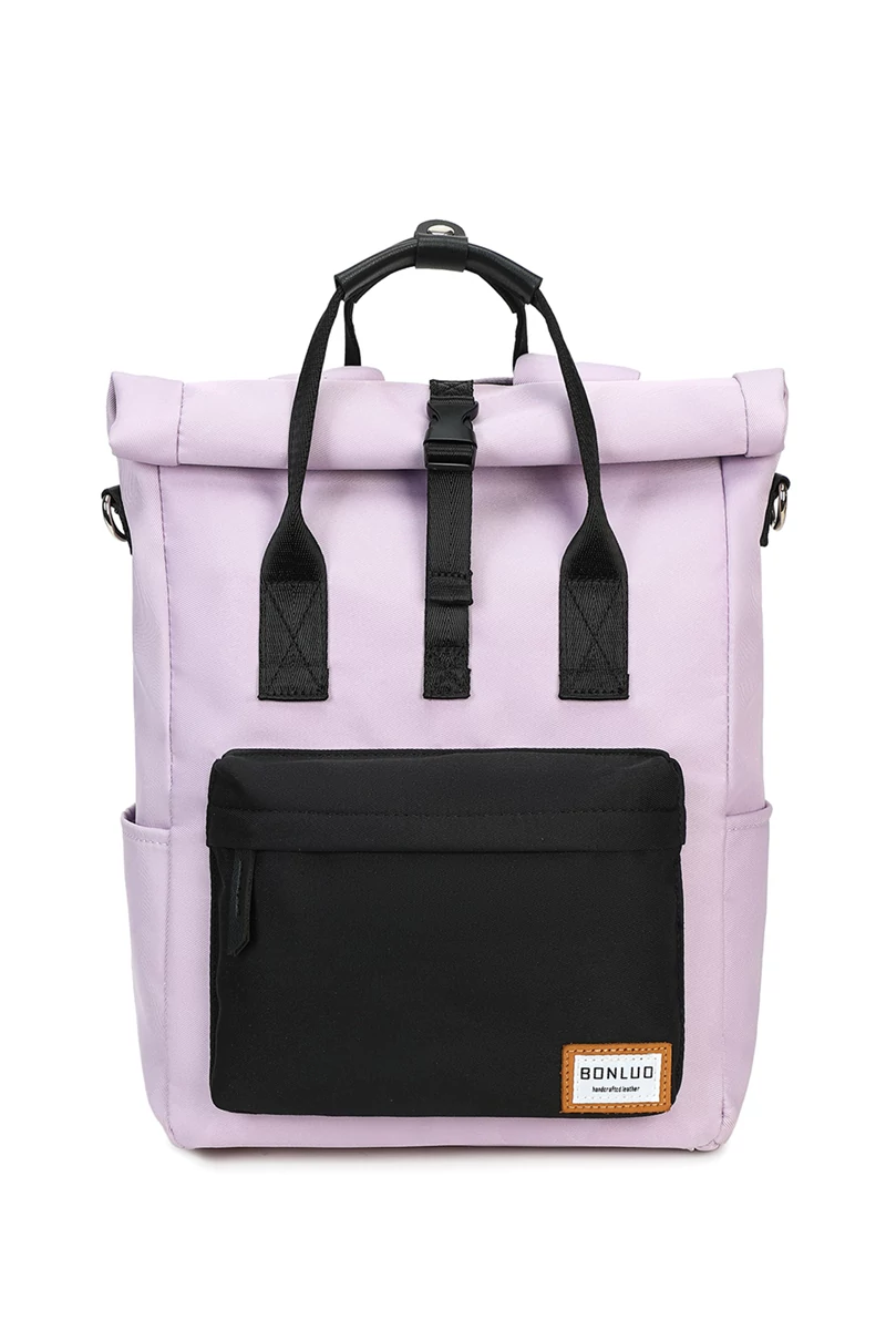 Hátizsák 2 az 1-ben és többfunkciós válltáska sötét lila/fekete laptop hátizsák  40*25*16cm - Bonluo