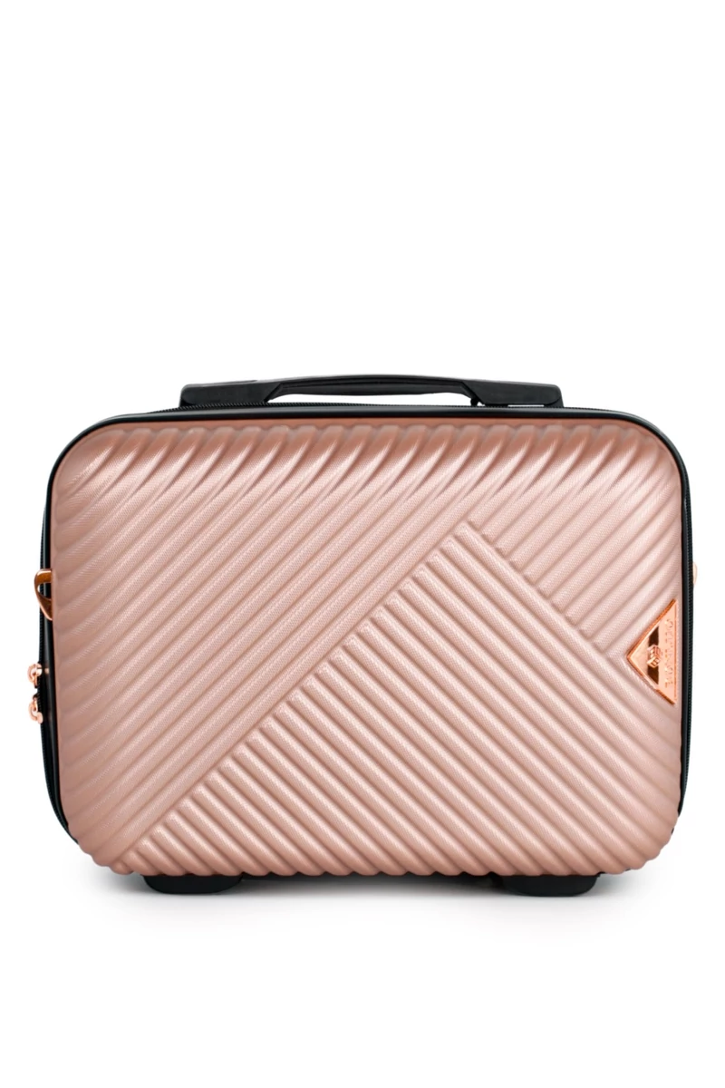Kozmetikai táska rosegold, bőröndre rögzíthető, 28*24*13cm Abs anyagból - Bonluo